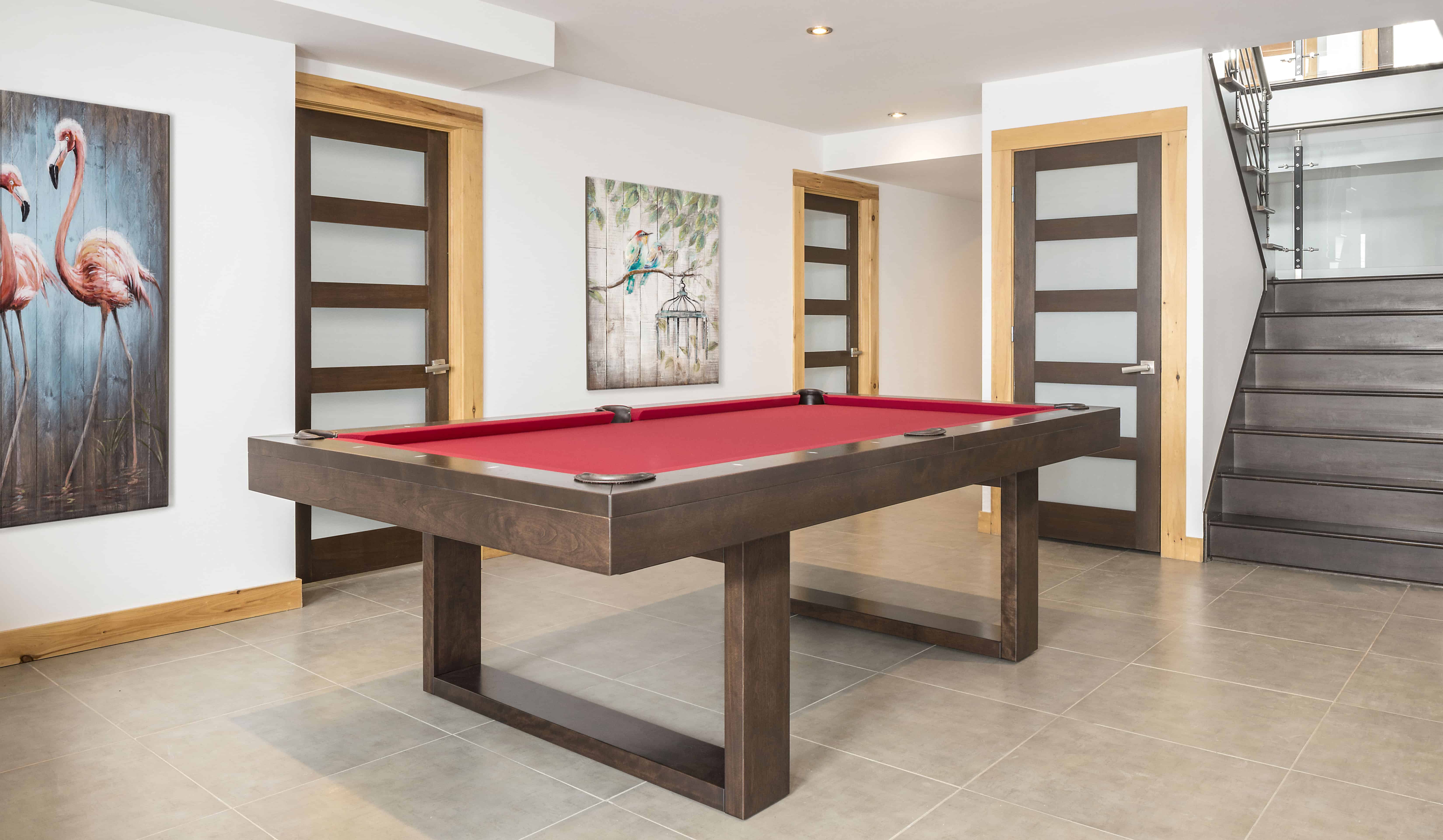 Red and Wood Pool Table