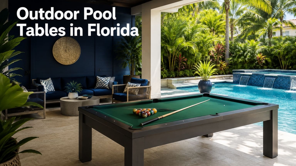 Weather-resistant outdoor pool table on a South Florida patio