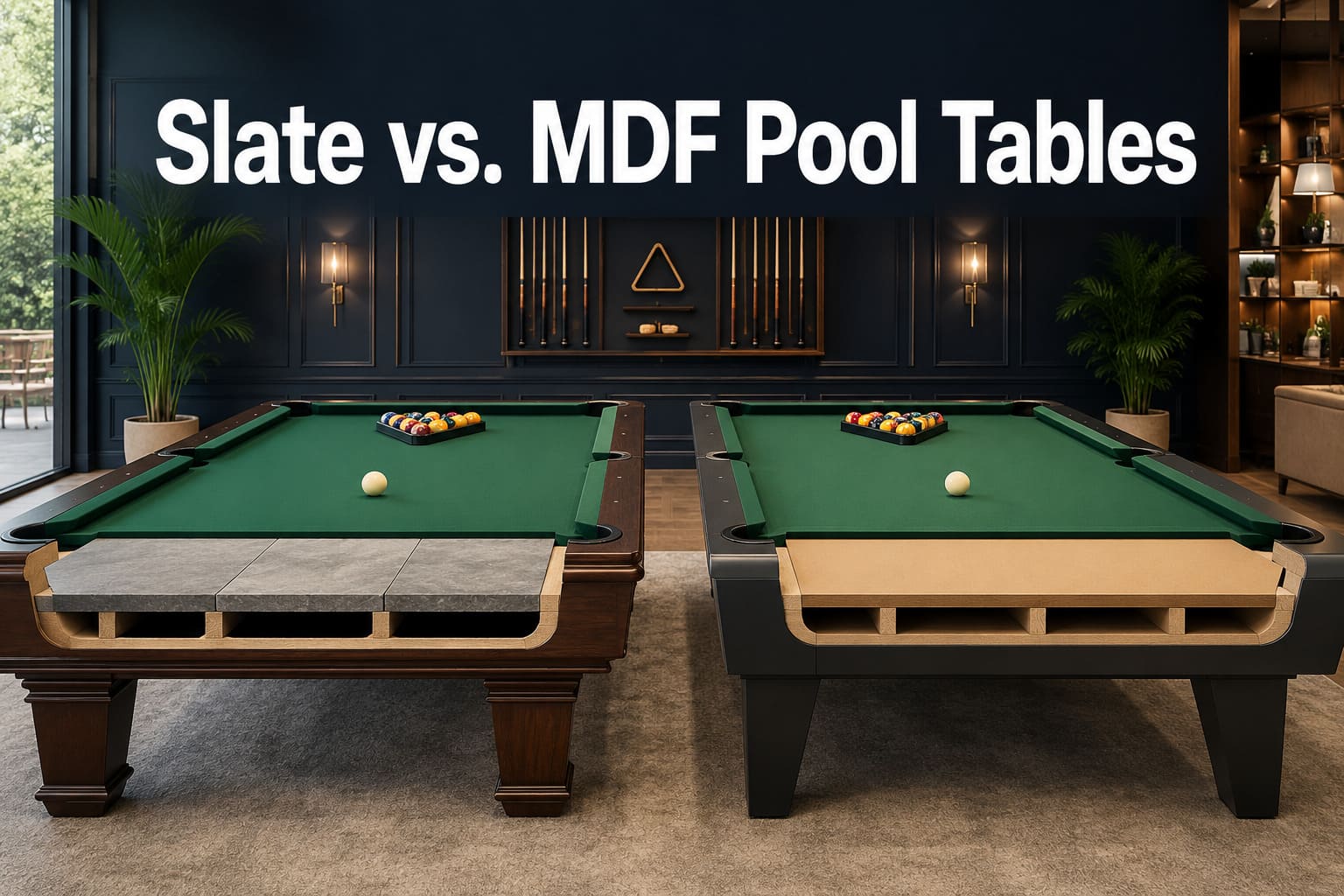 Comparison of slate and MDF pool-table playing surfaces