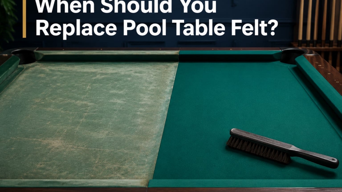 Professional replacement of worn pool-table felt and rail cloth