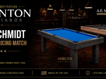 A.E. Schmidt pool tables with factory-match pricing at Boynton Billiards